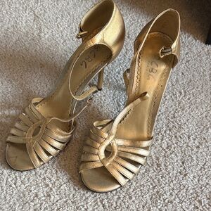Vintage BCBG Gold Strappy High Heel Sandals